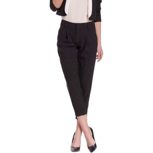 Alice + Olivia Employed Pleated Trouser Quiet Luxury Pants in Black Size 0 - Picture 1 of 7
